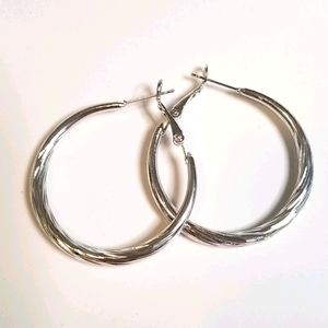 Textured Silver Hoops